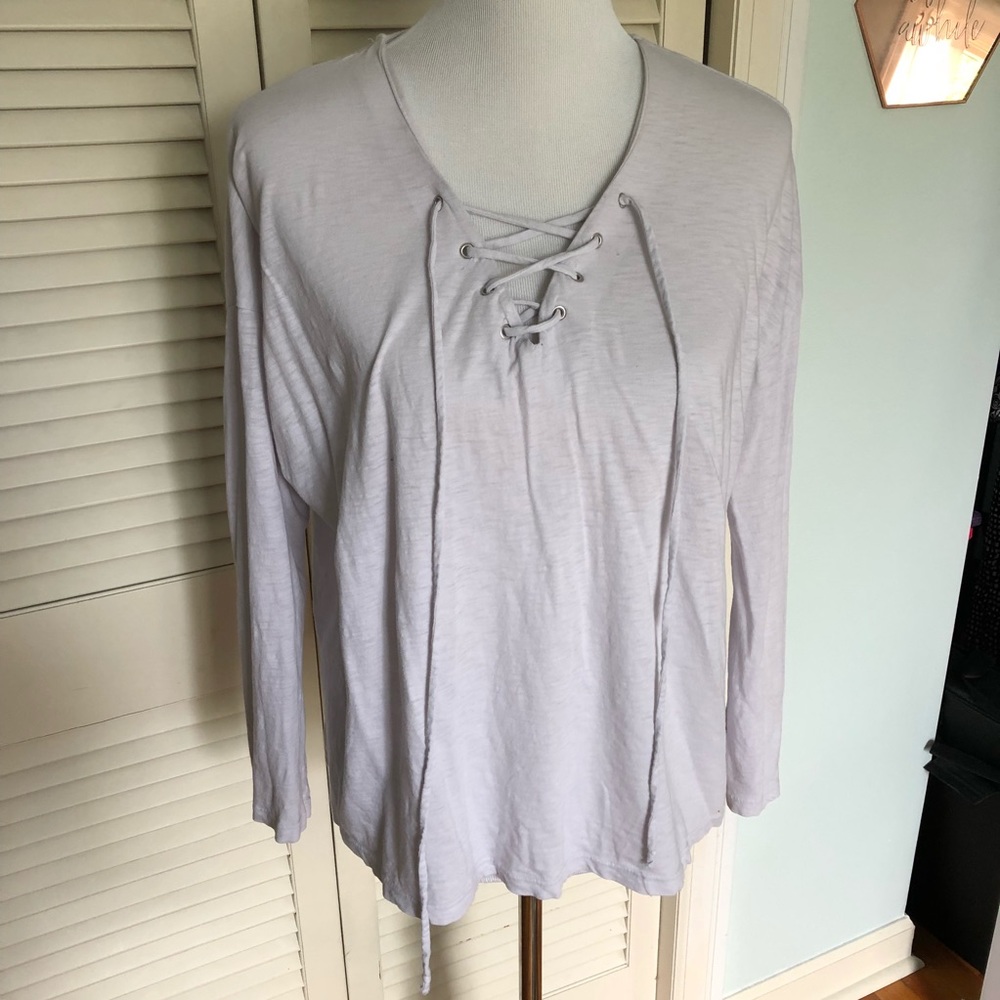 SunnySide Lace Up cotton thin tee